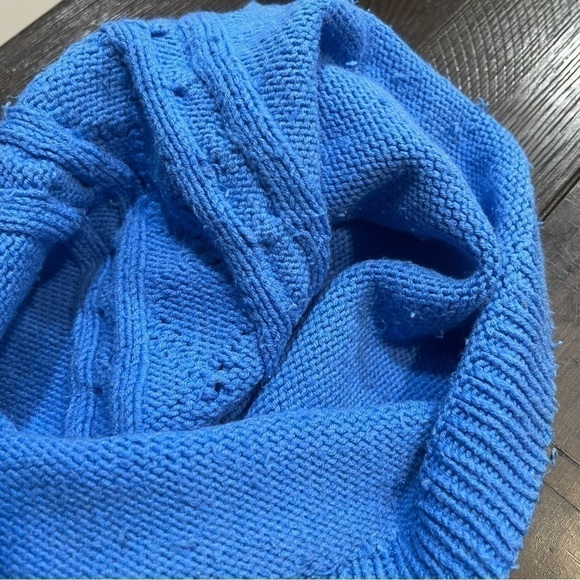 HANDMADE boys' light blue cardigan pull over V neck knitted, M 80's 3D Y2K retro - Picture 6 of 9